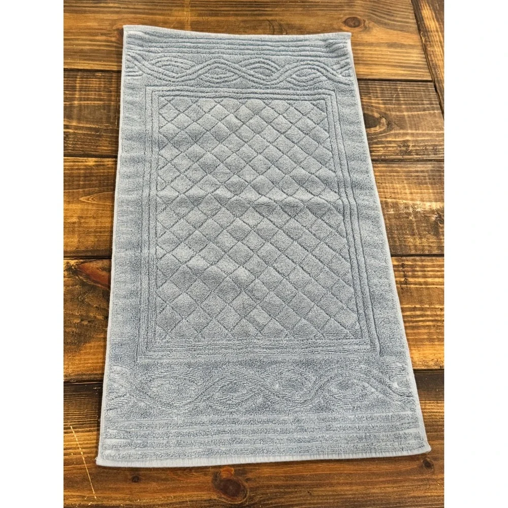 Ralph Lauren 3pc Towel Set Blue White‎ Cotton Quilted Diamond Made in USA Luxury